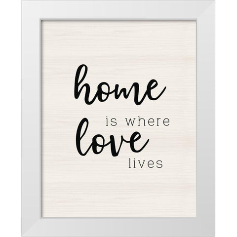 Love Lives White Modern Wood Framed Art Print by CAD Designs