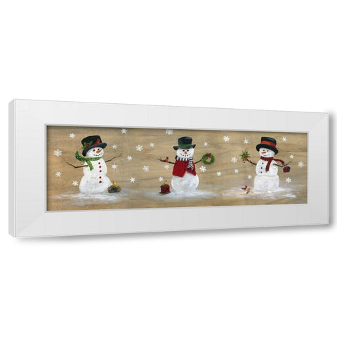 Wooden Snowman Panel White Modern Wood Framed Art Print by Nan