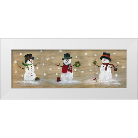 Wooden Snowman Panel White Modern Wood Framed Art Print by Nan