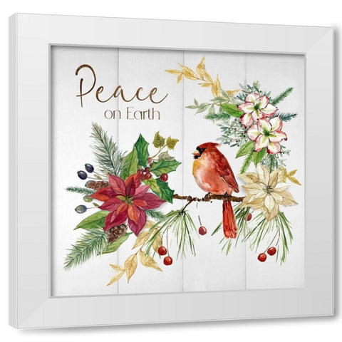 Poinsettia Peace White Modern Wood Framed Art Print by Robinson, Carol