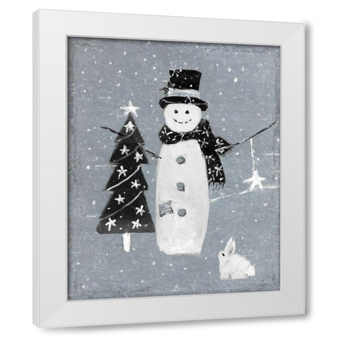 Galvanized Snowman I White Modern Wood Framed Art Print by Swatland, Sally