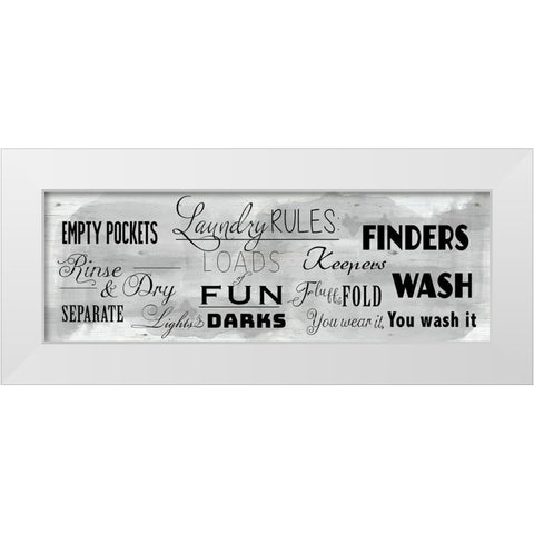 Laundry Rules White Modern Wood Framed Art Print by Santiago, Daniela