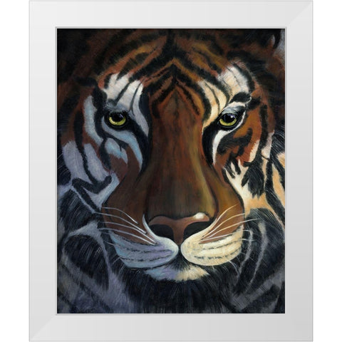 Tiger Stare White Modern Wood Framed Art Print by Cole, Jan