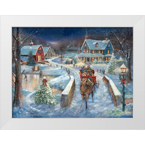 Evening Sleigh Bells White Modern Wood Framed Art Print by Manning, Ruane