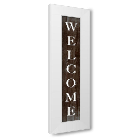 Welcome White Modern Wood Framed Art Print by CAD Designs