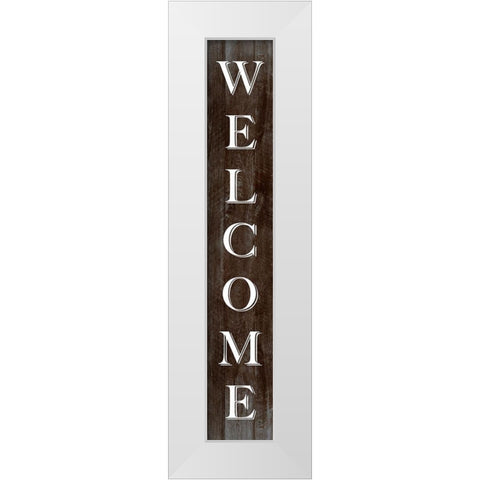 Welcome White Modern Wood Framed Art Print by CAD Designs