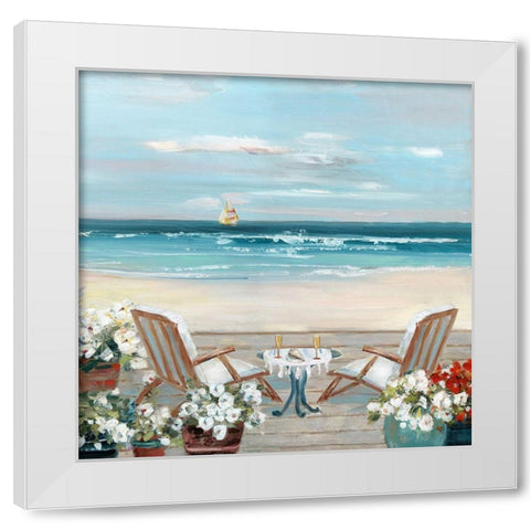 Beach Bistro White Modern Wood Framed Art Print by Swatland, Sally