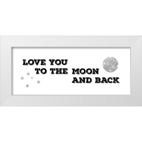 To the Moon and Back White Modern Wood Framed Art Print by CAD Designs