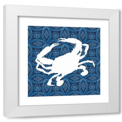 Sea Patterned Crab White Modern Wood Framed Art Print by Robinson, Carol