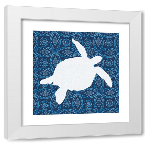 Sea Patterned Turtle White Modern Wood Framed Art Print by Robinson, Carol