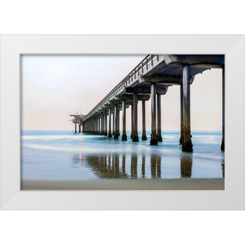 Scripps Sunset White Modern Wood Framed Art Print by Hawkins, Peter