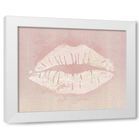 Glitter Lips White Modern Wood Framed Art Print by Carpentieri, Natalie