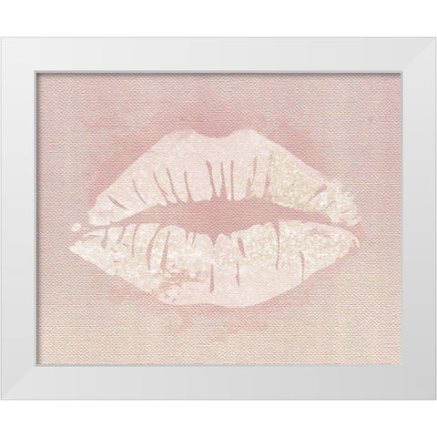 Glitter Lips White Modern Wood Framed Art Print by Carpentieri, Natalie