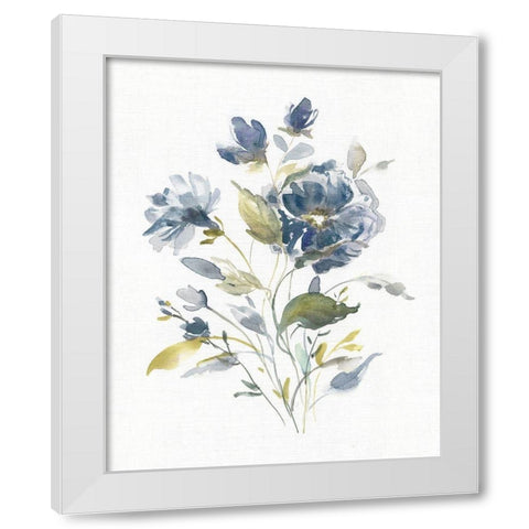 Linen Botanical Navy I White Modern Wood Framed Art Print by Robinson, Carol