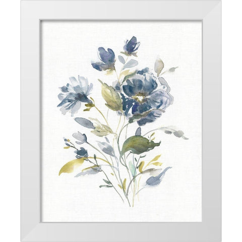 Linen Botanical Navy I White Modern Wood Framed Art Print by Robinson, Carol