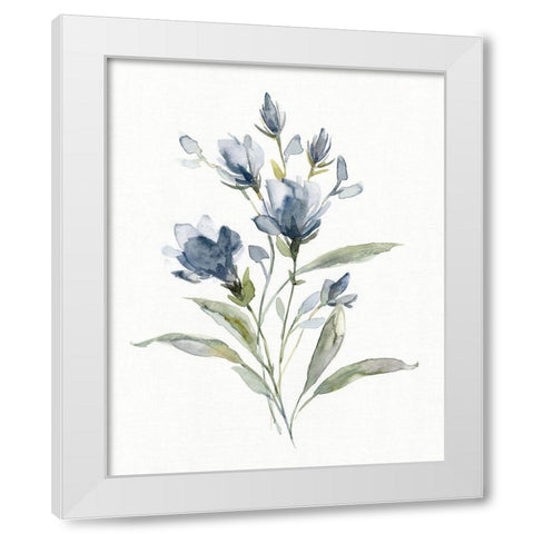 Linen Botanical Navy IV White Modern Wood Framed Art Print by Robinson, Carol