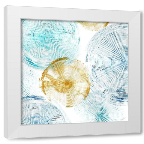 Circle Honey Blues I White Modern Wood Framed Art Print by Craven, Katrina