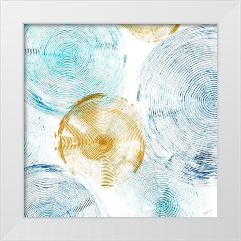 Circle Honey Blues I White Modern Wood Framed Art Print by Craven, Katrina