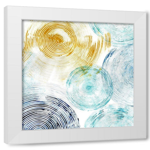 Circle Honey Blues II White Modern Wood Framed Art Print by Craven, Katrina
