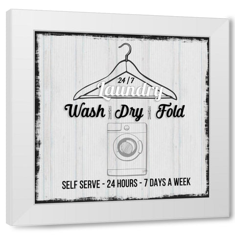 24/7 Laundry White Modern Wood Framed Art Print by Jill, Susan