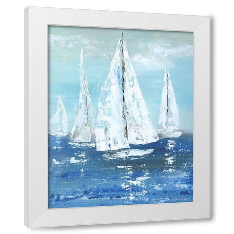 White Sails White Modern Wood Framed Art Print by Nan