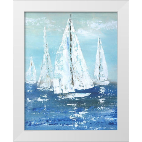 White Sails White Modern Wood Framed Art Print by Nan