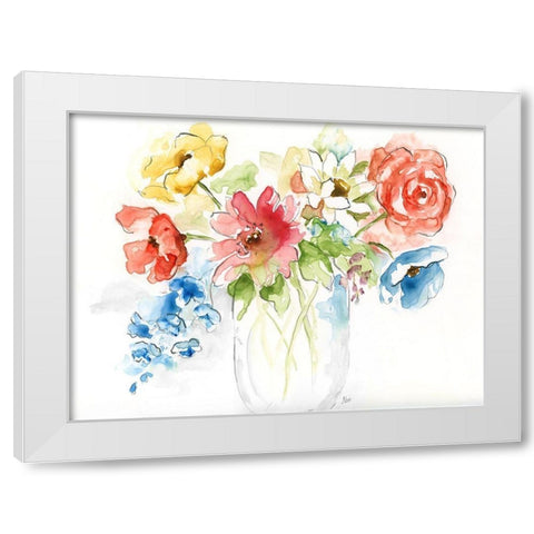 Spring Joy White Modern Wood Framed Art Print by Nan