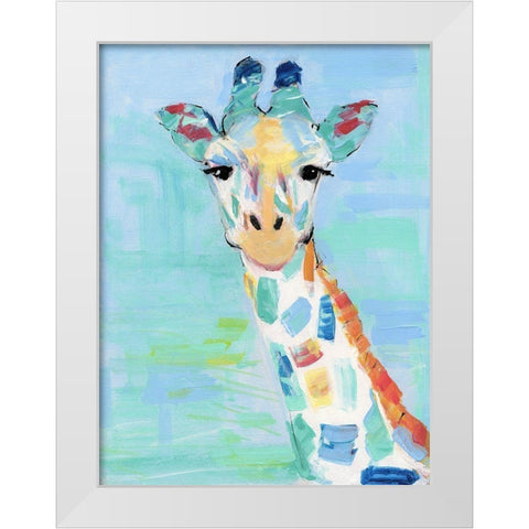 Cool Giraffe White Modern Wood Framed Art Print by Swatland, Sally