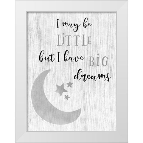 Big Dreams White Modern Wood Framed Art Print by CAD Designs