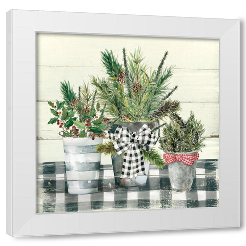 Christmas Gingham I White Modern Wood Framed Art Print by Robinson, Carol