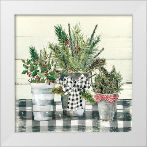 Christmas Gingham I White Modern Wood Framed Art Print by Robinson, Carol