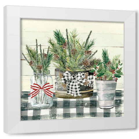 Christmas Gingham II White Modern Wood Framed Art Print by Robinson, Carol