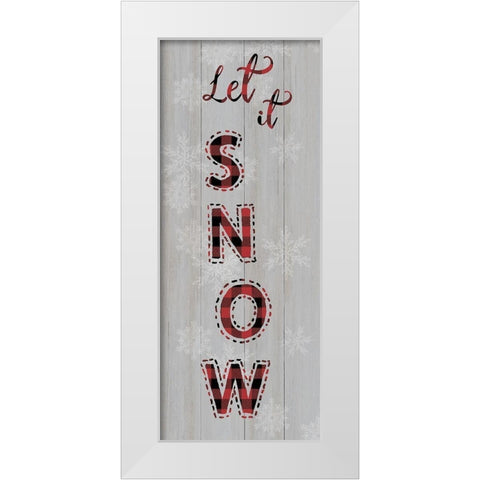 Let it Snow White Modern Wood Framed Art Print by CAD Designs