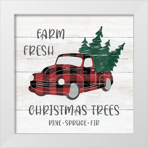 Farm Fresh Holidays White Modern Wood Framed Art Print by CAD Designs