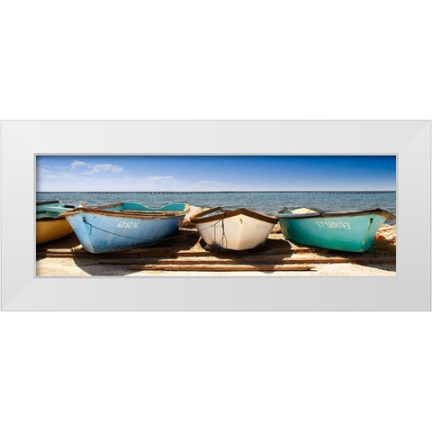 Breakwater Boats White Modern Wood Framed Art Print by Karlsson, Per
