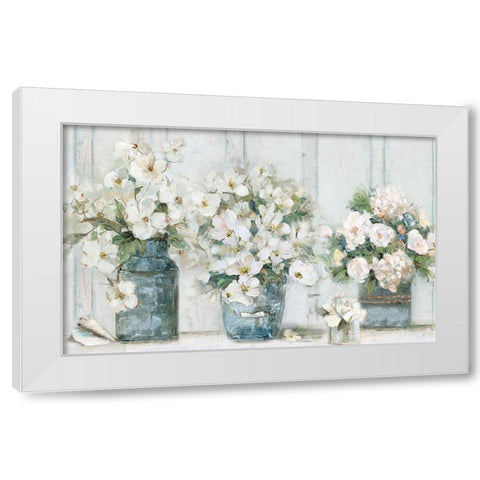 Cottage Mantle White Modern Wood Framed Art Print by Swatland, Sally