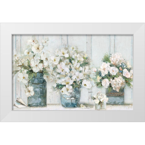 Cottage Mantle White Modern Wood Framed Art Print by Swatland, Sally