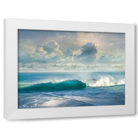 Watching the Waves White Modern Wood Framed Art Print by Calascibetta, Mike