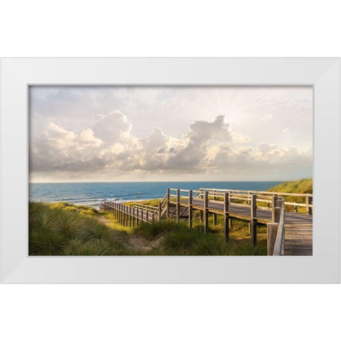 Meet me at the Beach White Modern Wood Framed Art Print by Calascibetta, Mike