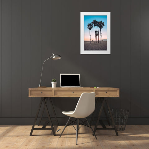 Santa Monica Palm White Modern Wood Framed Art Print by Carpentieri, Natalie