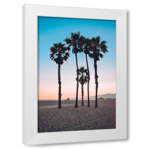 Santa Monica Palm White Modern Wood Framed Art Print by Carpentieri, Natalie