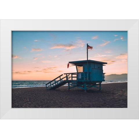 Santa Monica Lifeguard White Modern Wood Framed Art Print by Carpentieri, Natalie