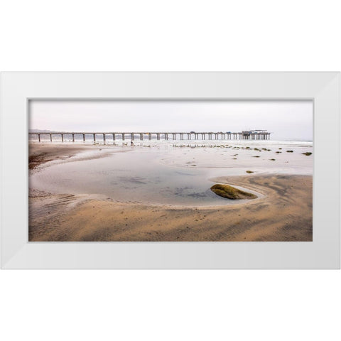 Scripps Pier White Modern Wood Framed Art Print by Hawkins, Peter