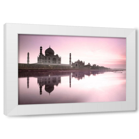 Taj Mahal from Yamuna River White Modern Wood Framed Art Print by Delimont, Danita