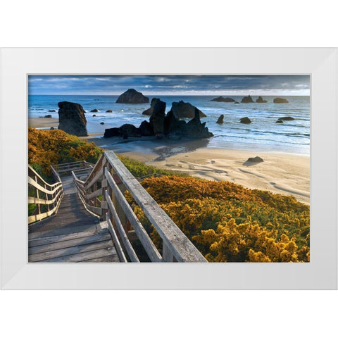 Brandon Beach White Modern Wood Framed Art Print by Sutton, William