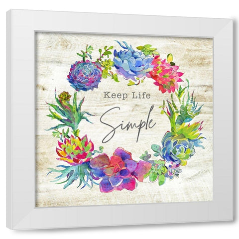 Simple Succulent Wreath White Modern Wood Framed Art Print by Troise Heidel, Theresa