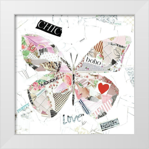 Chic Butterfly White Modern Wood Framed Art Print by Pope, Kate and Elizabeth