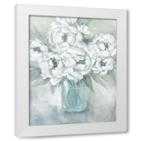 Peaceful Peonies White Modern Wood Framed Art Print by Robinson, Carol