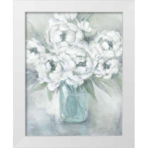 Peaceful Peonies White Modern Wood Framed Art Print by Robinson, Carol