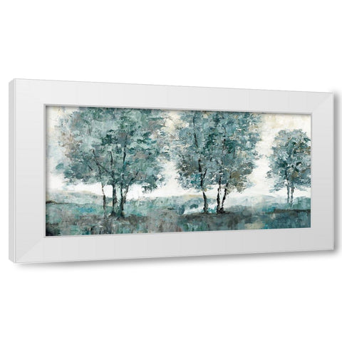 Teal Sentinel White Modern Wood Framed Art Print by Nan